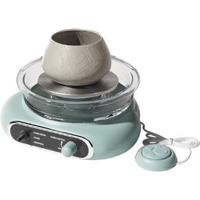 Mini Pottery Wheel Kit - 4.7" Turntable Electric Clay Wheel with Foot Pedal, Adjustable Speed Ceramic Making Machine with 8 Pottery Shaping Tools，Pottery Tools (Green)