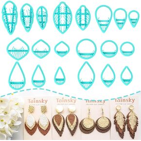 TAINSKY Leather Polymer Clay Cutters, Boho Clay Cutters, Multiple Clay Cutters for Polymer Clay Jewelry, 20 Pcs Tip Polymer Clay Cutters for Earrings