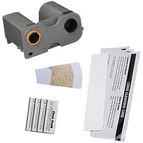 Fargo 45100 YMCKO Ribbon and DuraClean DC 86177 Cleaning Kit for Fargo DTC4000 and DTC4250e Printers