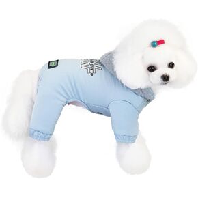 Dog Coat Cold Weather Coat Windproof Jacket 4 Legs Warm Dog Jumpsuit Winter Thick Clothes Snow Proof Dog Coat for Small Dog Medium Cat Light Blue L