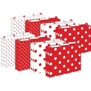 Barker Creek Red & White Dot File Folders on 14pt Stock, Set of 24, Multi-Design Set, Letter Size, 1/3 Cut Tabs, Home, School and Office Supplies, 24/Set (4392)