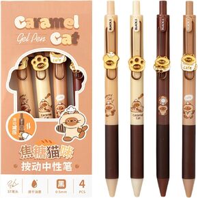 4 PCS Gel Als Cute Retractable Pens Cartoon Dog Pens 0.5mm Black Writing Write Pen Office School Women Girls Men Boy Pens (4pcs dog)