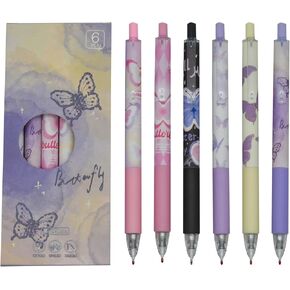 Maydahui 12 PCS Butterfly Gel Pen Retractable Printing Pens Novelty Pen ST Nib Black Ink for Girls Women School Party Office