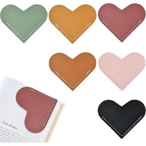 Teacher Appreciation Gifts,Leather Heart Bookmarks Book Accessories for Women Kids Gifts forTeacher Book Lover Women Friends Kids Cute Handmade Reading Present for Birthday Christmas Stocking Stuffers