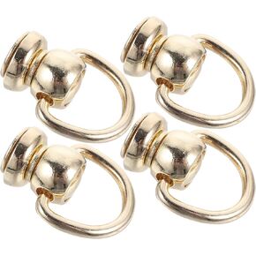 HOODANCOS 4Pcs Rotatable D Rings Rivets for Leather Purse Metal D Rings for Wallet Strap Shoe Accessories Black