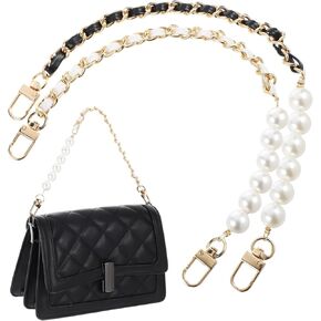 TIESOME 2 Pcs Bag Extender Chain, Purse Strap Extenders for Handbags Purse Extender Pearl Chain Chain Bag Charms for Handbags Purse Making Supplies Purse Strap Replacement Purse Accessories