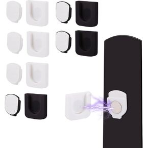 6pcs Magnetic Remote Control Holders, Wall-Mounted Slot Design Remote Control Bracket Self Adhesive Remote Control Mount for Home Office Remote TV Control Storage (Black, White)