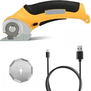 Cordless Electric Scissors, 4.2V Rechargeable Eletric Rotary Cardboard Cutter with Replacement Round Blade, Power Box Cutter for 3mm Paper Box, Carpet, Leather, Felt