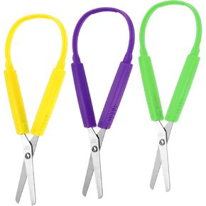 Loop Scissors 3Pcs Adaptive Scissors for Toddlers 5.5 Inch Colorful Training Scissors for Kids Special Need Children Back to Schools(Yellow, Red, Blue)
