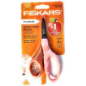 Fiskars 5" Pointed-Tip Scissors for Kids 4-7 - Scissors for School or Crafting - Back to School Supplies - Pink