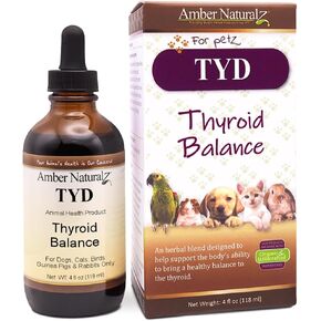 Amber Naturalz Tyd Thyroid Balance ملحق الأعشاب للكلاب والقطط والطيور وخنازير غينيا والأرانب | ملحق الحيوانات الأليفة العشبية لصحة الغدة الدرقية | 1 زجاجة زجاجية أوقية السائل | تم تصنيعها في الولايات المتحدة