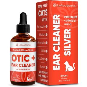 Cat Ear Cleaner | Cat Ear Infection Treatment | OTIC+ Silver Cleaner and Chlorhexidine Wash | Great Solution for Kitties Otic Itching, Irritation & Wounds | 2 Oz