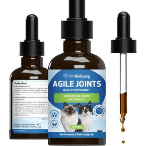 Pet Wellbeing Agile Joints for Cats - Hip and Joint Health, Mobility, Devil’s Claw, Boswellia, Joint Ligament and Cartilage - Veterinarian-Formulated Herbal Supplement 2 oz (59 ml)