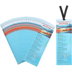 50 PCS Romans Road to Salvation Bookmarks King James Version Translation Romans Road Bookmark Cards Roman's Road to Salvation Bookmarks with 50 PCS Hanging Strings 6 x 2 Inches (50)