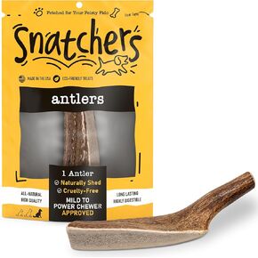 Snatchers Split Elk Antlers for Dogs – Long Lasting Dog Chews and Dog Toys for Aggressive Chewers, Naturally Shed Deer Antlers for Dogs Processed in The USA, No Additives (Small, 4-5", 1 Count)