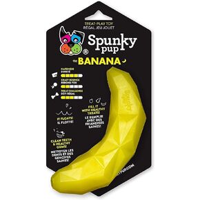Spunky pup Banana Treat Dog Toy | Fill with Healthy Treats for a Challenge | Promote Healthy Teeth and Gums | Non-Toxic Dishwasher Safe | Crazy Bounce Shape | Floats | For Small Dogs