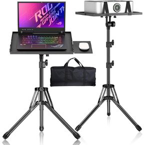 Projector Stand Tripod, Adjustable Height 26 to 56 Inch Laptop Tripod, Laptop Stand with Mouse Tray, Foldable Tripod for Projector with Carry Bag, Portable Podium Stand for Office, Home, Stage, DJ