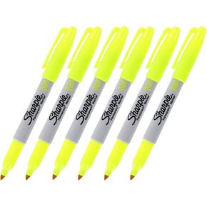 Sharpie Neon Permanent Marker, Neon Yellow Ink, Pack of 6