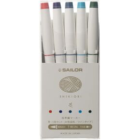 Sailor SHIKIORI Marker Fuyu, 5 Colors Set (25-5101-002),White
