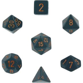 Chessex Polyhedral 7-Die Opaque Dice Set - Dark Gray Copper Numbers