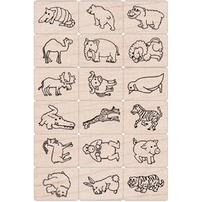 Hero Arts LL411 Ink 'n' Stamp Wood Sets, Fun Animals
