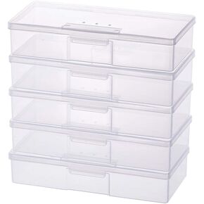 BENECREAT 5 Packs 7.5x3x1.5 Large Rectangle Plastic Storage Box Container with Air Vent, for Model Tool, Vinyl Tool Storage, Crafting or Office Accessory Storage