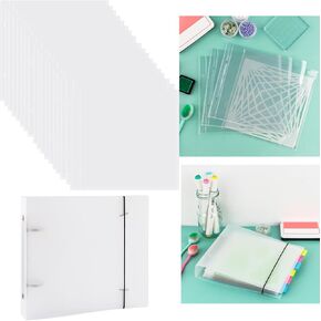 Briartw Cookie Stencil Storage Binder for Storage 6x6inch Stencils,Die Cuts,DIY Scrapbooking,Clear Stamp,Storage Folder Organizer Include 1 Cover,50 Sleeve,50 Backing Paper and 10 Sheets Divider Tabs