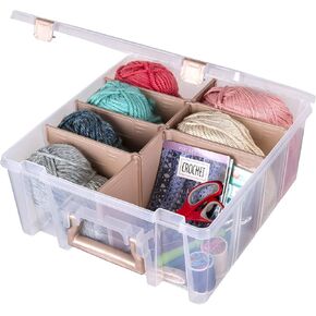 صندوق مقصورة Artbin Super Satchel - تخزين فني متين قابل للتكديس مع 8 مقصورات قابلة للإزالة ، والإغلاق الذكي ، والتصميم المحمول للمستلزمات الحرفية ، والخيوط ، والشرائط ، وأنابيب الطلاء