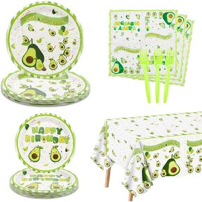 81 Pcs Avocado Fruit Themed Party Supplies - Avocado Tableware Set, Paper Plates, Napkins, Forks Avocado Tableware, for Girl Women Avocado Birthday Party Decorations, Serve20