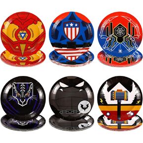 60pcs Hero Birthday Party Plates, Hero Birthday Party Supplies Theme Party Plates Supplies Super Theme Disposable Super Paper Plates for Party Supplies