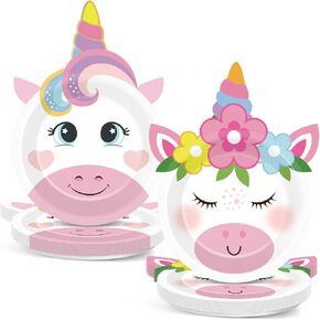 60Pcs Unicorn Birthday Party Decorations Unicorn Shaped Face Paper Plates Rainbow Pastel Unicorn Tableware Dinnerware Set Unicorn Dessert Cake Plates for Birthday Baby Shower Tea Party Favors Supplies