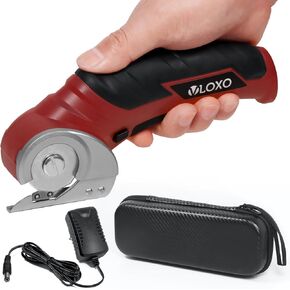 VLOXO Cordless Cardboard Cutter, Electric Scissors for Fabric with Safety Lock, Rotary Cutter Multi-Cutting Tools, Rechargeable Powerful Fabric Cutter for Carpet Leather Felt with Storage Box
