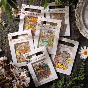 6 Packs Gold Foil Plant Flower Stickers,Belebee 240 Pcs Holographic Botanical Branches Leaves PET Stickers Lot for Scrapbooking Junk Journaling Card Making Diary Phone Cases