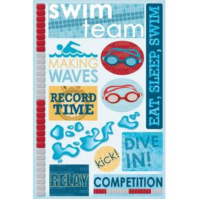 Karen Foster Design Acid and Lignin Free Scrapbooking Sticker Sheet, Swim Team