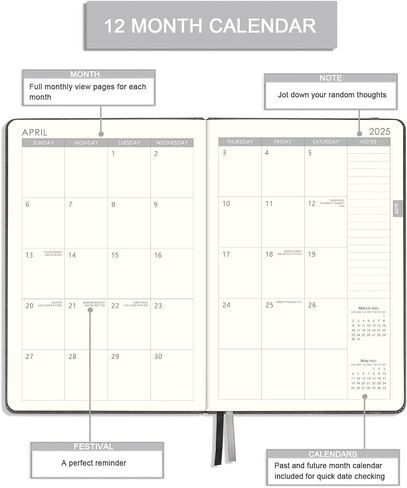 2025 Planner - Weekly & Monthly Planner 2025 with Calendar Stickers, JAN 2025 - DEC 2025, 5.75" X 8.25", Planner 2025 with Premium Thicker Paper, Pen Holder, Inner Pocket and 44 Notes Pages - Gray in Saudi Arabia