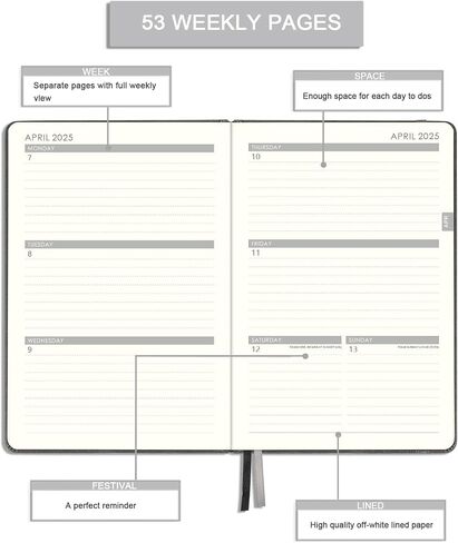 2025 Planner - Weekly & Monthly Planner 2025 with Calendar Stickers, JAN 2025 - DEC 2025, 5.75" X 8.25", Planner 2025 with Premium Thicker Paper, Pen Holder, Inner Pocket and 44 Notes Pages - Gray in Saudi Arabia