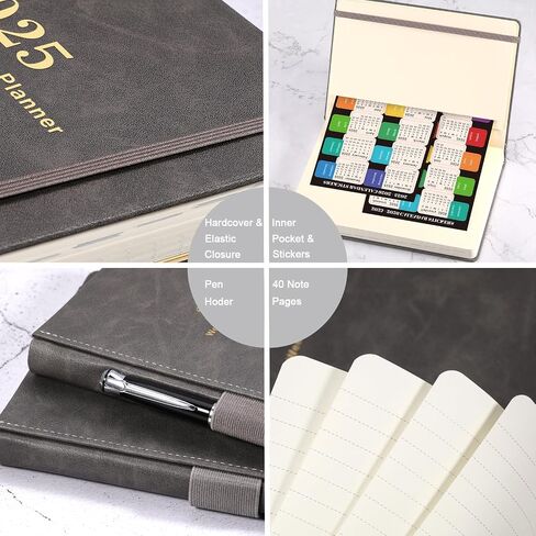 2025 Planner - Weekly & Monthly Planner 2025 with Calendar Stickers, JAN 2025 - DEC 2025, 5.75" X 8.25", Planner 2025 with Premium Thicker Paper, Pen Holder, Inner Pocket and 44 Notes Pages - Gray in Saudi Arabia