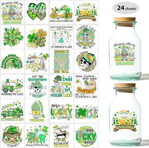 24 Sheets UV DTF Cup Wraps Decals Stickers, Glossy Rub on Transfers for Crafts, Glass, Vase, Tumblers, Furnitures, Wood, 3.9x3.9inch(Vintage Flowers) in Saudi Arabia