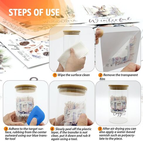 24 Sheets UV DTF Cup Wraps Decals Stickers, Glossy Rub on Transfers for Crafts, Glass, Vase, Tumblers, Furnitures, Wood, 3.9x3.9inch(Vintage Flowers) in Saudi Arabia