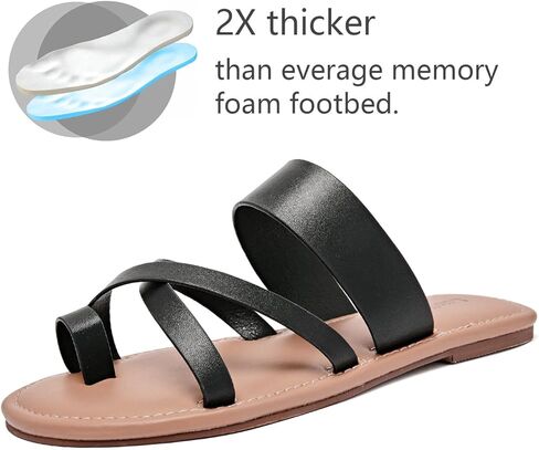 Luoika Women's Wide Width Flat Sandals, Flip Flop Slides Sandal Casual Strapy Sandal Slip on Summer Beach Shoes for Women. in Kuwait
