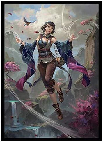 Fantasy North - Aelwyn Alorr - Wood Elf Ranger - 100 Smooth Matte TCG Trading Card Sleeves - Fits Magic MTG Commander Pokemon and Other Card Games - Playing Card Sleeves in Kuwait