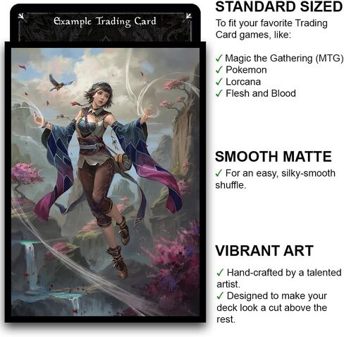 Fantasy North - Aelwyn Alorr - Wood Elf Ranger - 100 Smooth Matte TCG Trading Card Sleeves - Fits Magic MTG Commander Pokemon and Other Card Games - Playing Card Sleeves in Kuwait