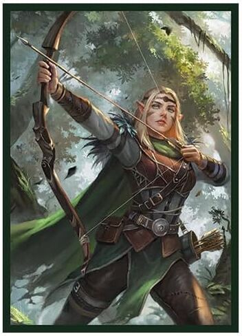 Fantasy North - Aelwyn Alorr - Wood Elf Ranger - 100 Smooth Matte TCG Trading Card Sleeves - Fits Magic MTG Commander Pokemon and Other Card Games - Playing Card Sleeves in Kuwait