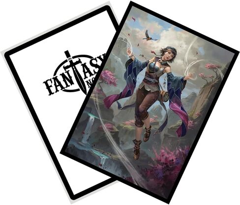 Fantasy North - Aelwyn Alorr - Wood Elf Ranger - 100 Smooth Matte TCG Trading Card Sleeves - Fits Magic MTG Commander Pokemon and Other Card Games - Playing Card Sleeves in Kuwait