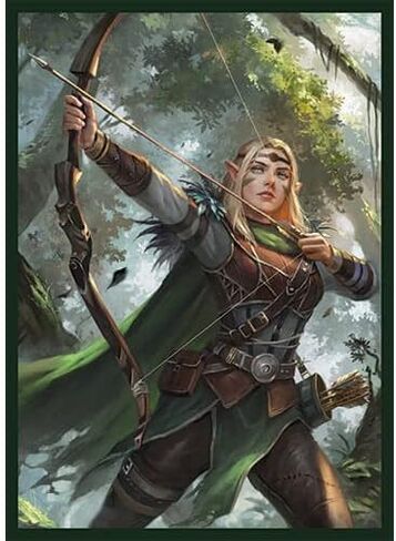 Fantasy North - Aelwyn Alorr - Wood Elf Ranger - 100 Smooth Matte TCG Trading Card Sleeves - Fits Magic MTG Commander Pokemon and Other Card Games - Playing Card Sleeves in Kuwait
