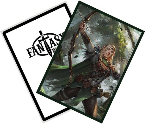 Fantasy North - Aelwyn Alorr - Wood Elf Ranger - 100 Smooth Matte TCG Trading Card Sleeves - Fits Magic MTG Commander Pokemon and Other Card Games - Playing Card Sleeves in Kuwait