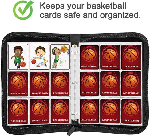 900 Pockets Basketball Card Binder Sleeves for Basketball Trading Cards, Carring Case with Basketball Card Sleeves Album Card Holder Protectors for Football Baseball Sports Card in Kuwait