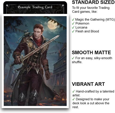 Fantasy North - Aelwyn Alorr - Wood Elf Ranger - 100 Smooth Matte TCG Trading Card Sleeves - Fits Magic MTG Commander Pokemon and Other Card Games - Playing Card Sleeves in Kuwait