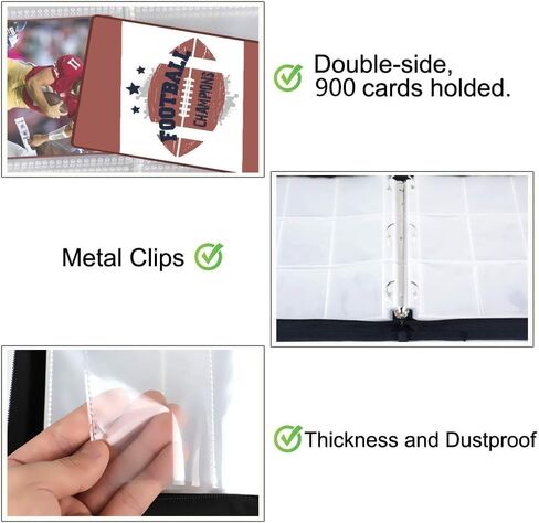900 Pockets Basketball Card Binder Sleeves for Basketball Trading Cards, Carring Case with Basketball Card Sleeves Album Card Holder Protectors for Football Baseball Sports Card in Kuwait