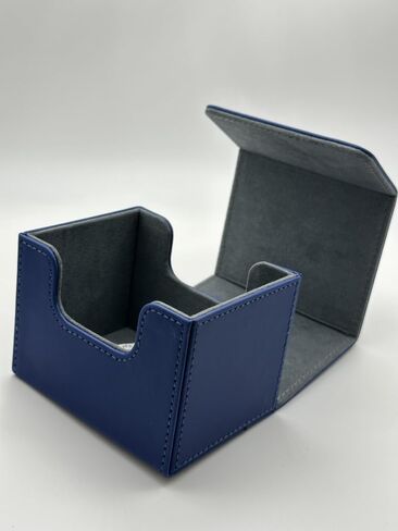1pc Card Deck Box for MTG Cards, Card Storage Box Fits 100 Single Sleeved Cards, PU Leather TCG Card Deck Case Holder for Magic Commander Yugioh (Sideloading Blue Color) in Kuwait